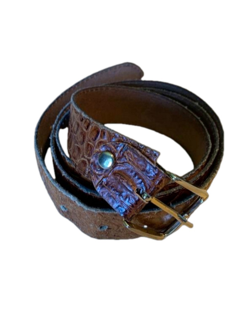 Piel Vacuno brown leather alligator look belt 110/44